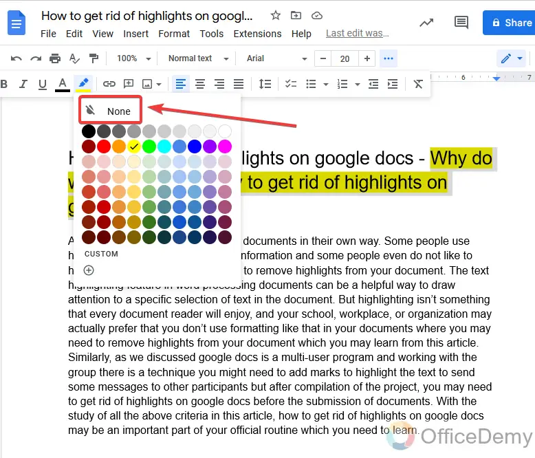 How to get rid of highlights on google docs 9