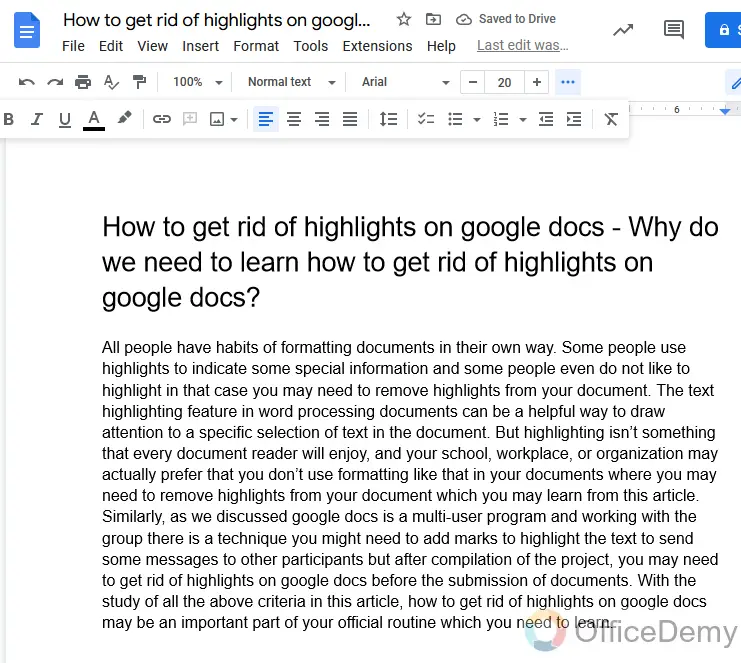 How to get rid of highlights on google docs 10