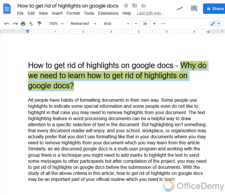 How to get rid of highlights on google docs 11