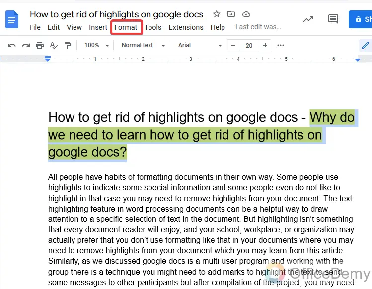 How to get rid of highlights on google docs 12