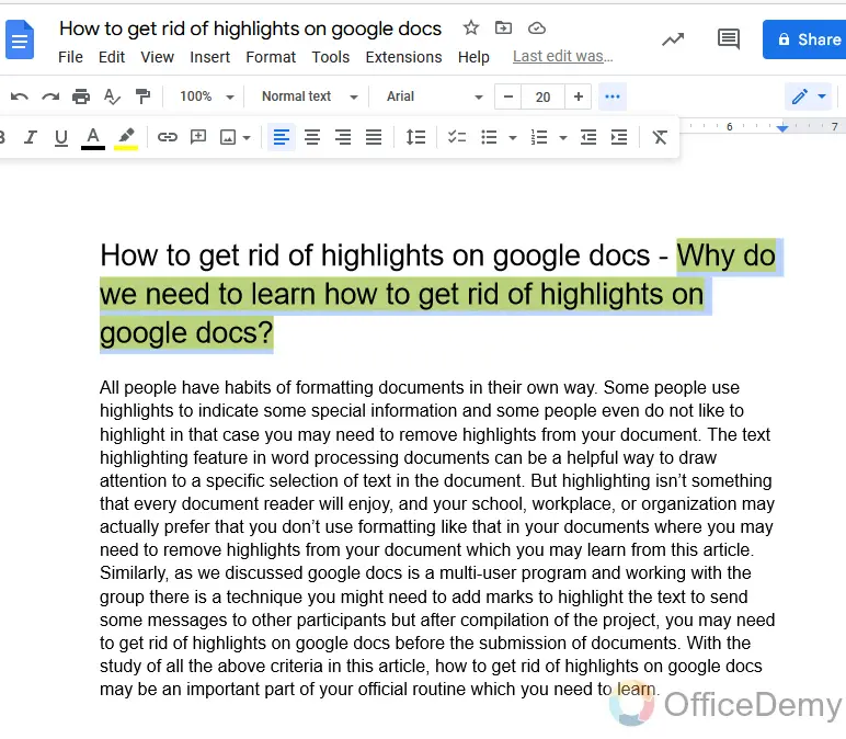 How to get rid of highlights on google docs 15
