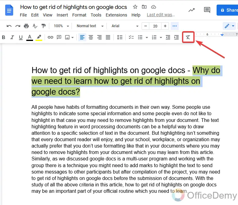 How to get rid of highlights on google docs 16
