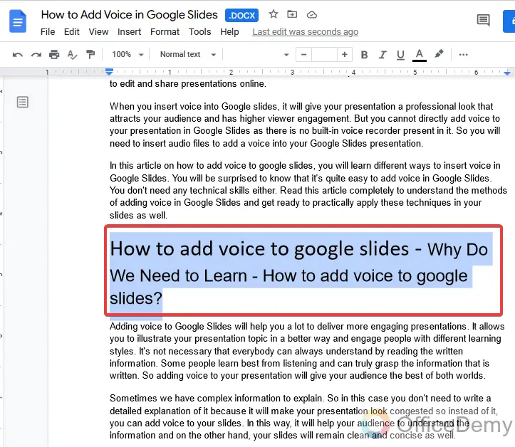 How to make a table of contents in Google Docs 3