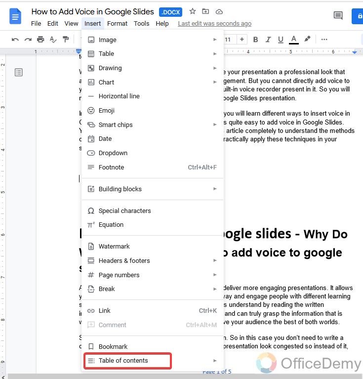 How to make a table of contents in Google Docs 10