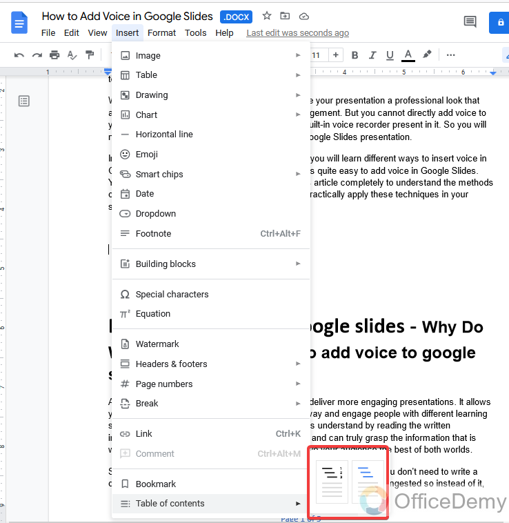 How to make a table of contents in Google Docs 11