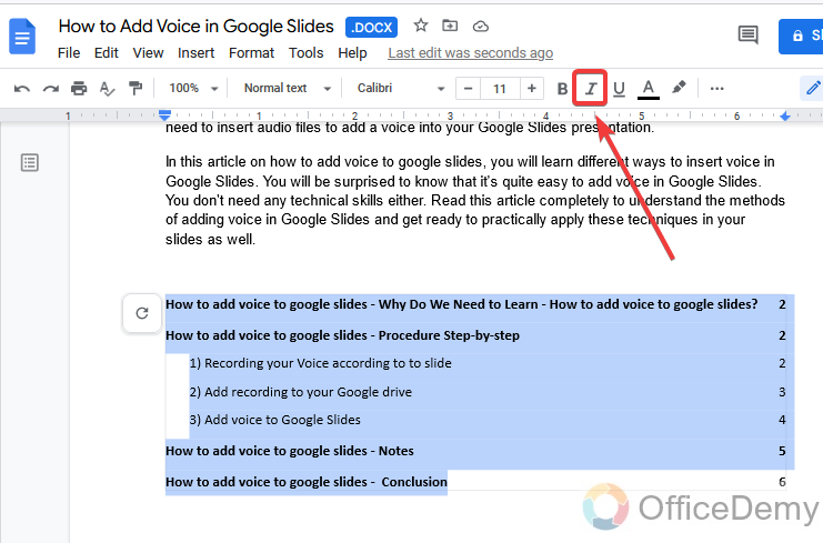 How to make a table of contents in Google Docs 16