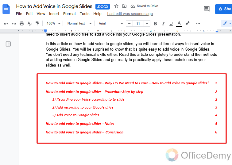 How to make a table of contents in Google Docs 19