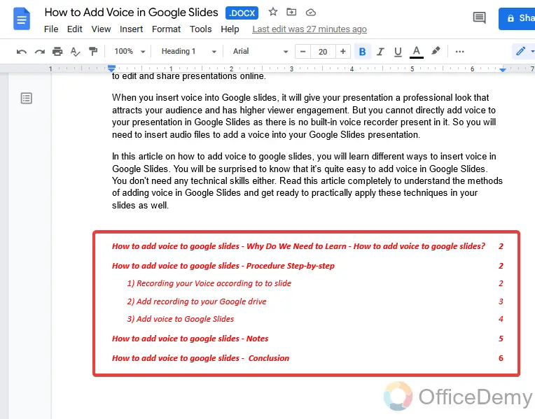 How to make a table of contents in Google Docs 23