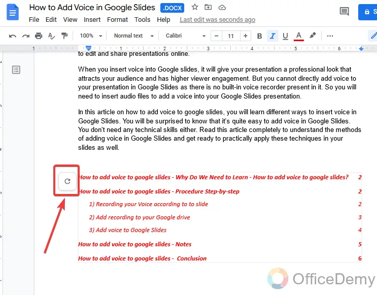 How to make a table of contents in Google Docs 24