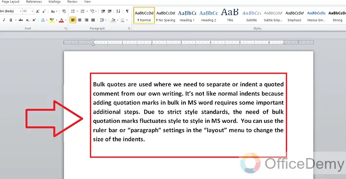 how to do a block quote in word 1