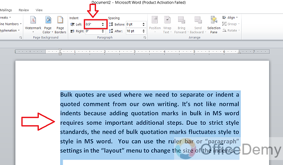 how to do a block quote in word 5