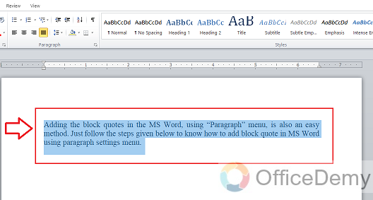 how to do a block quote in word 8