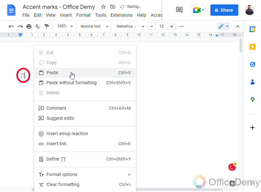 How to Add Accent Marks on Google Docs 12