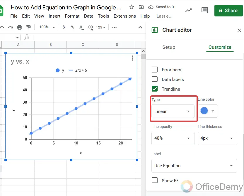 How to Add Equation to Graph in Google Sheets 13