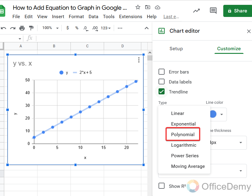 How to Add Equation to Graph in Google Sheets 14