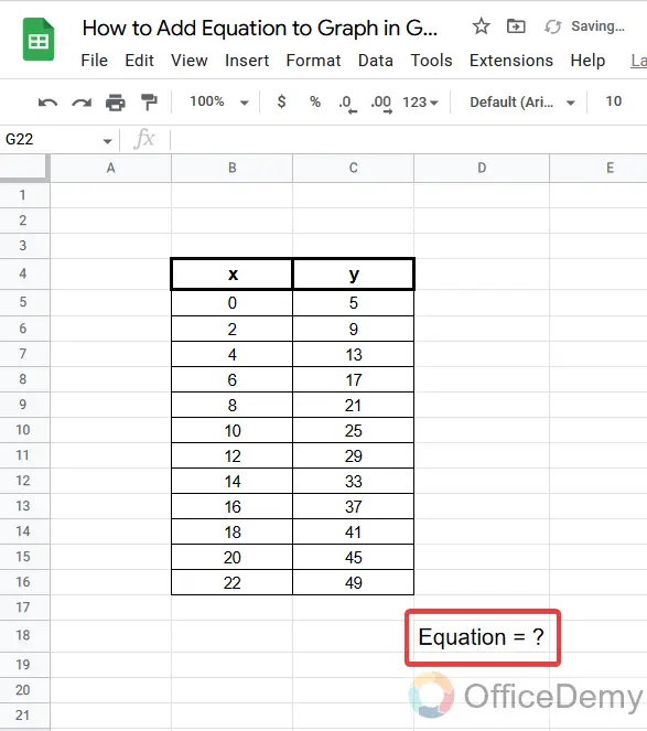 How to Add Equation to Graph in Google Sheets 2