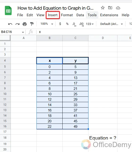 How to Add Equation to Graph in Google Sheets 4