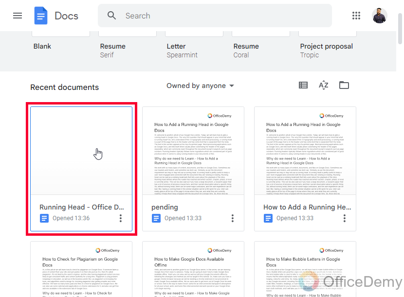 How to Add a Running Head in Google Docs 5