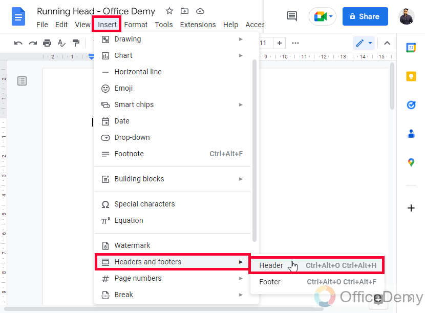 How to Add a Running Head in Google Docs 6