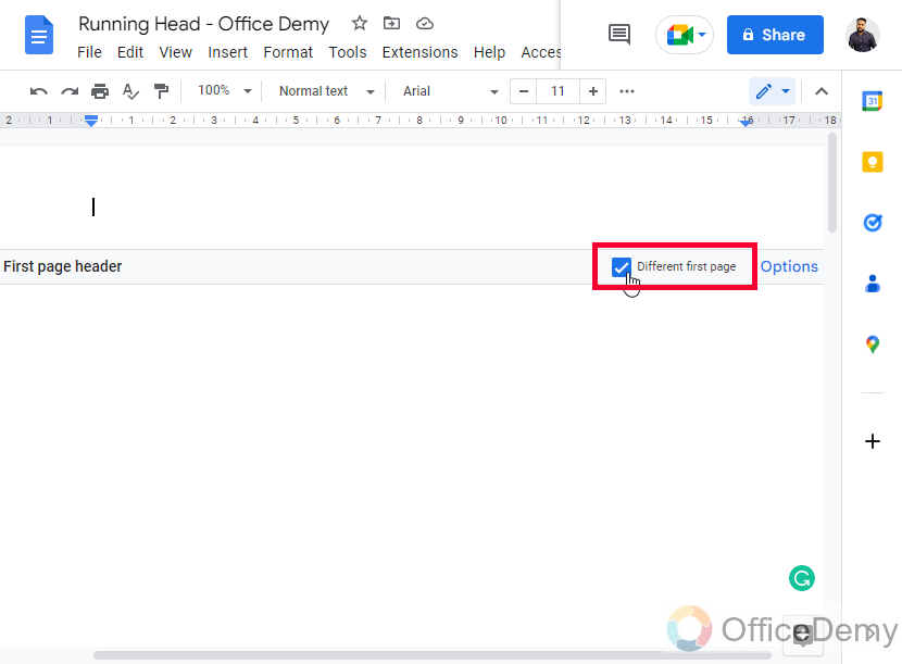 How to Add a Running Head in Google Docs 8