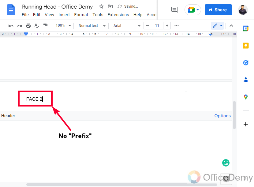 How to Add a Running Head in Google Docs 4