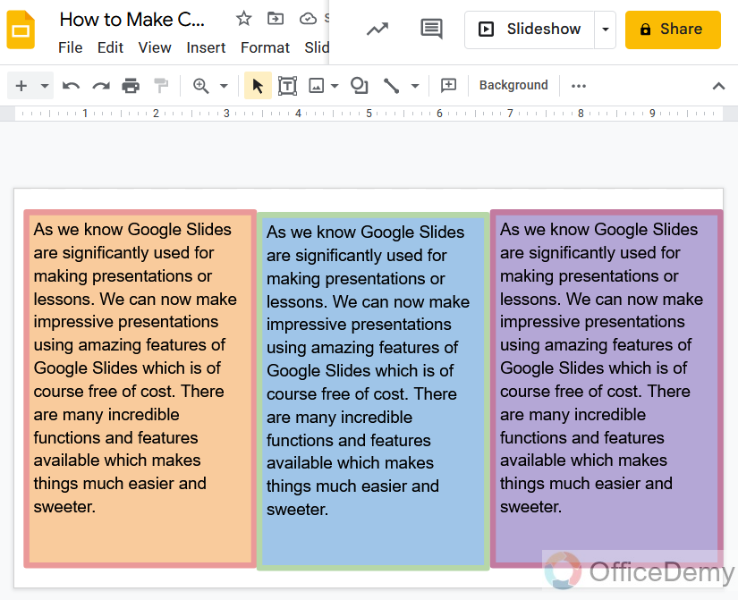 google presentation two columns