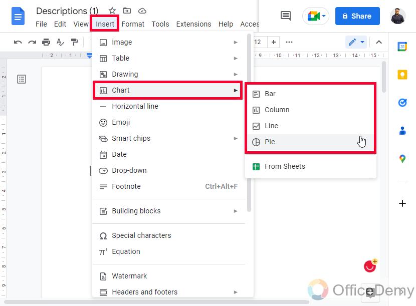 How to Make a Chart on Google Docs 2