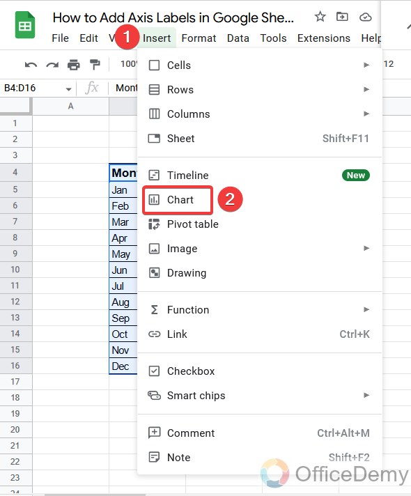 How to add axis labels in google sheets 4