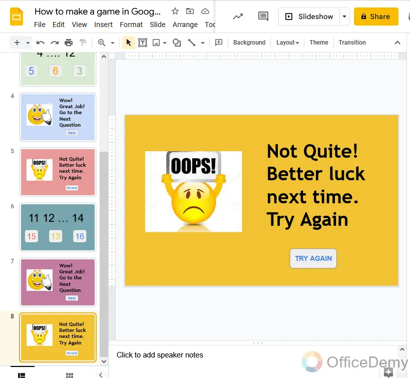 How to make a game in Google Slides 13
