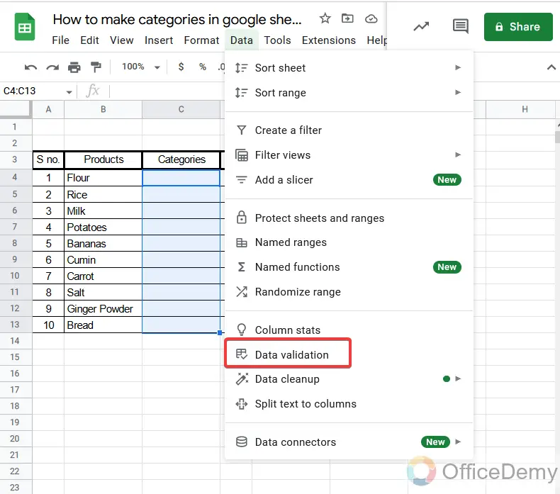 How to make categories in google sheets 6