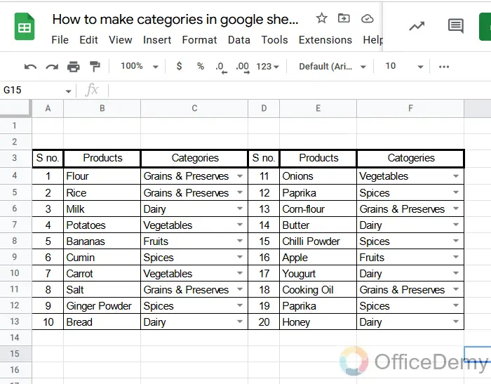 How to make categories in google sheets 14