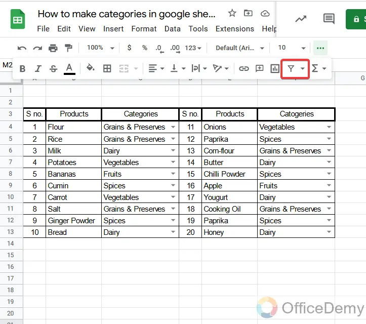 How to make categories in google sheets 17