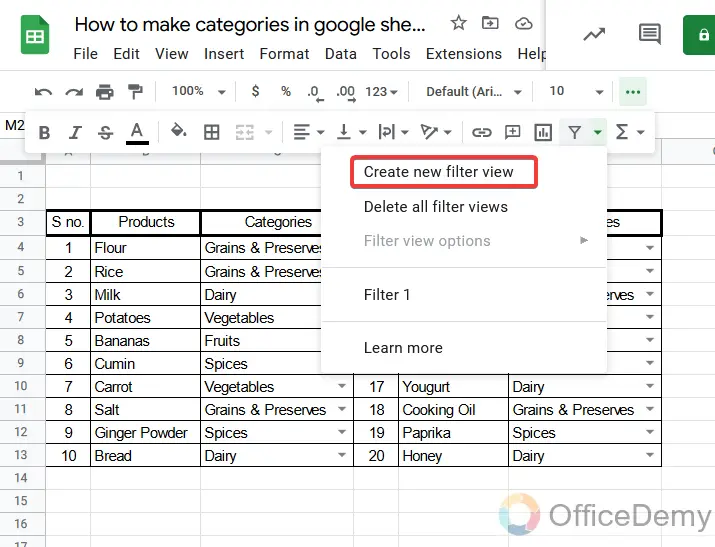 How to make categories in google sheets 18
