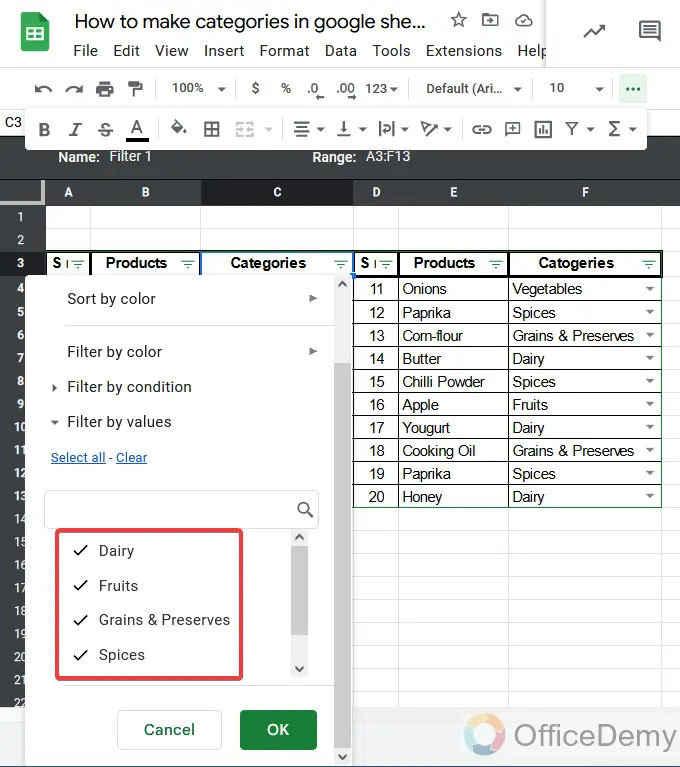 How to make categories in google sheets 20