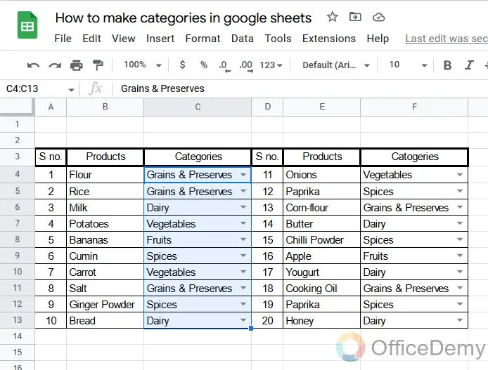 How to make categories in google sheets 23