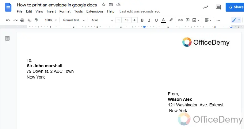 How to print envelope in google docs 14