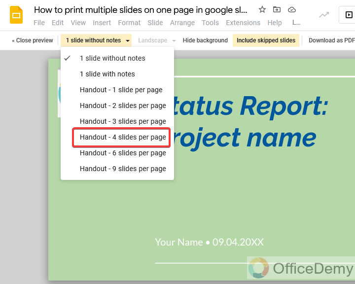 How to print multiple slides on one page in google slides 15