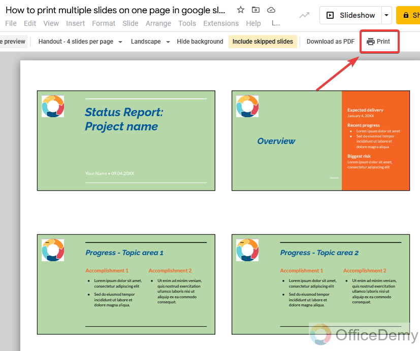 How to print multiple slides on one page in google slides 17