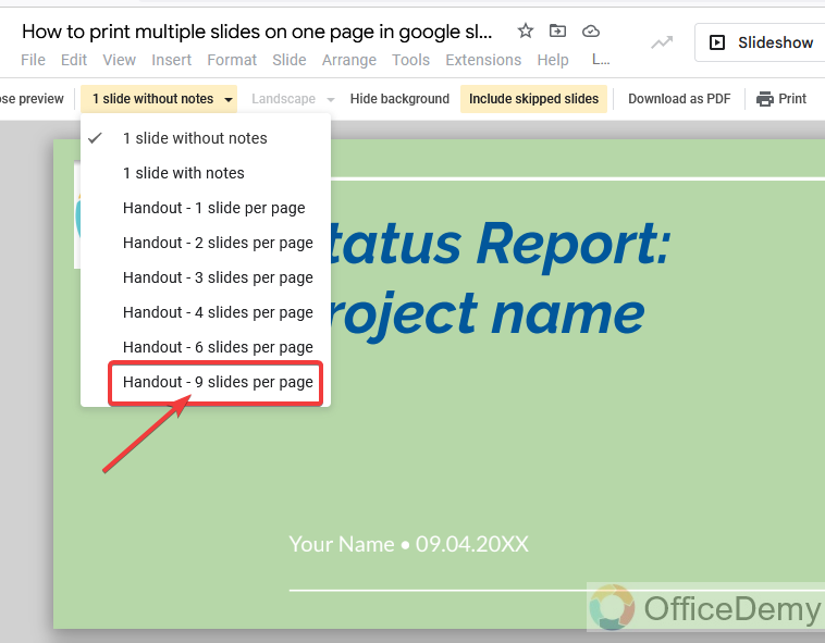 How to print multiple slides on one page in google slides 19