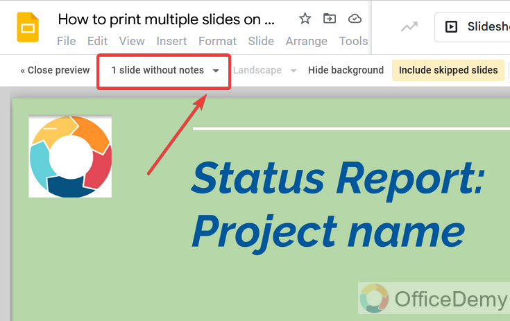 How to print multiple slides on one page in google slides 4