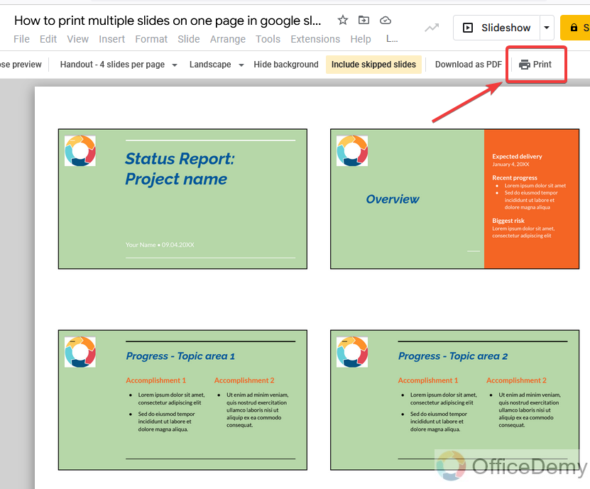 How to print multiple slides on one page in google slides 7