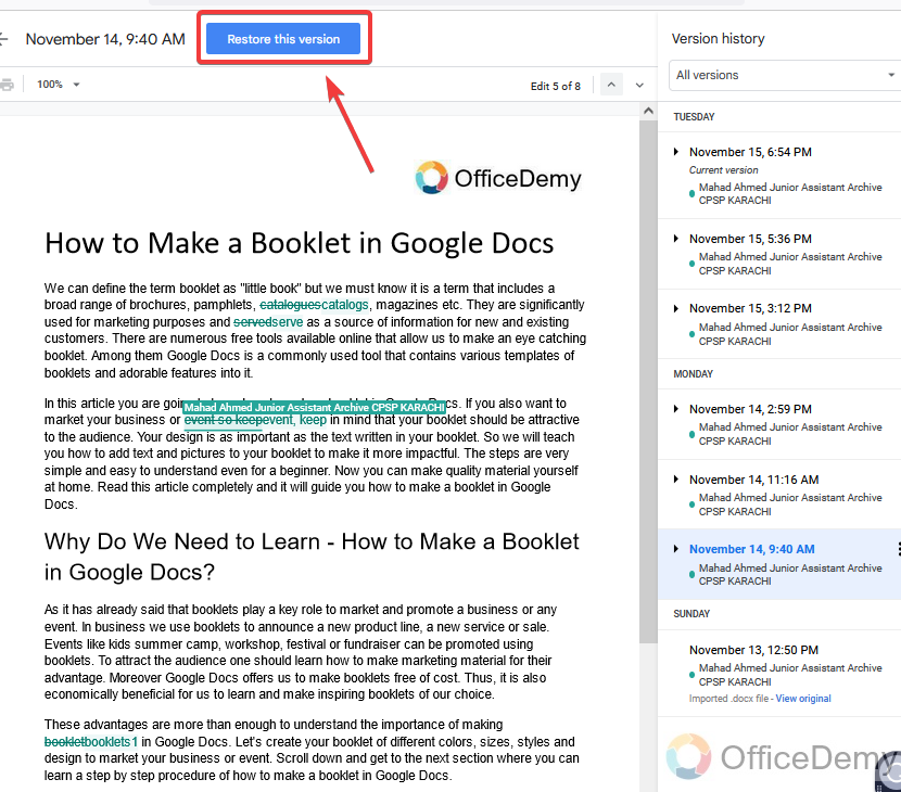 How to track changes in Google Docs 10