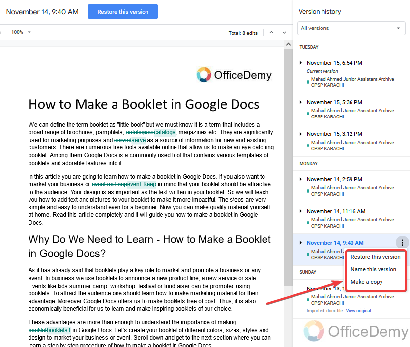 How to track changes in Google Docs 12