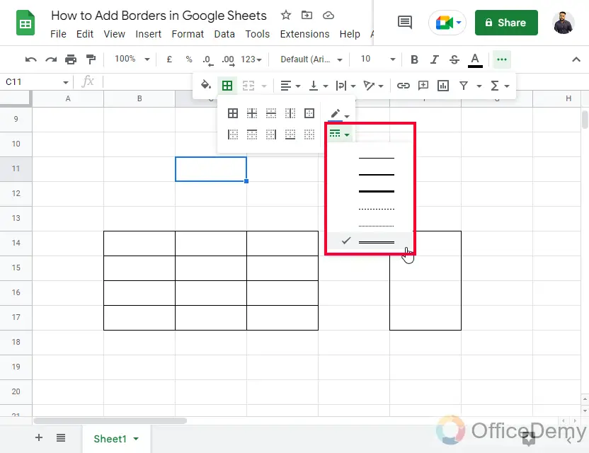 How to Add Borders in Google Sheets 19