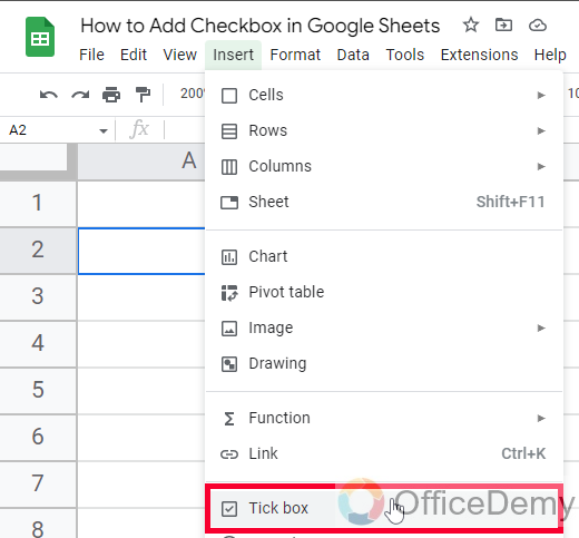 How to Add Checkbox in Google Sheets 2