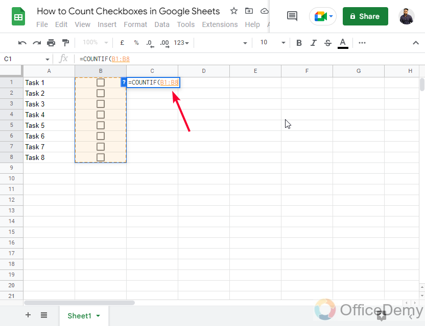 How to Count Checkboxes in Google Sheets 14