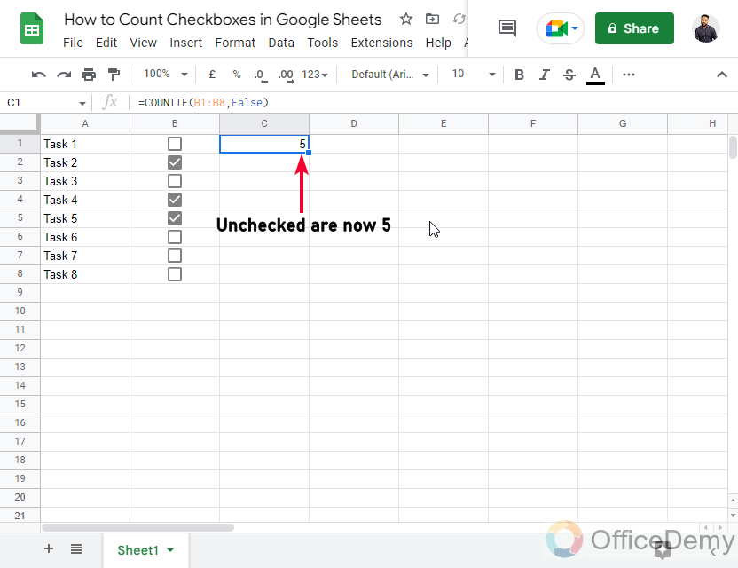 How to Count Checkboxes in Google Sheets 16