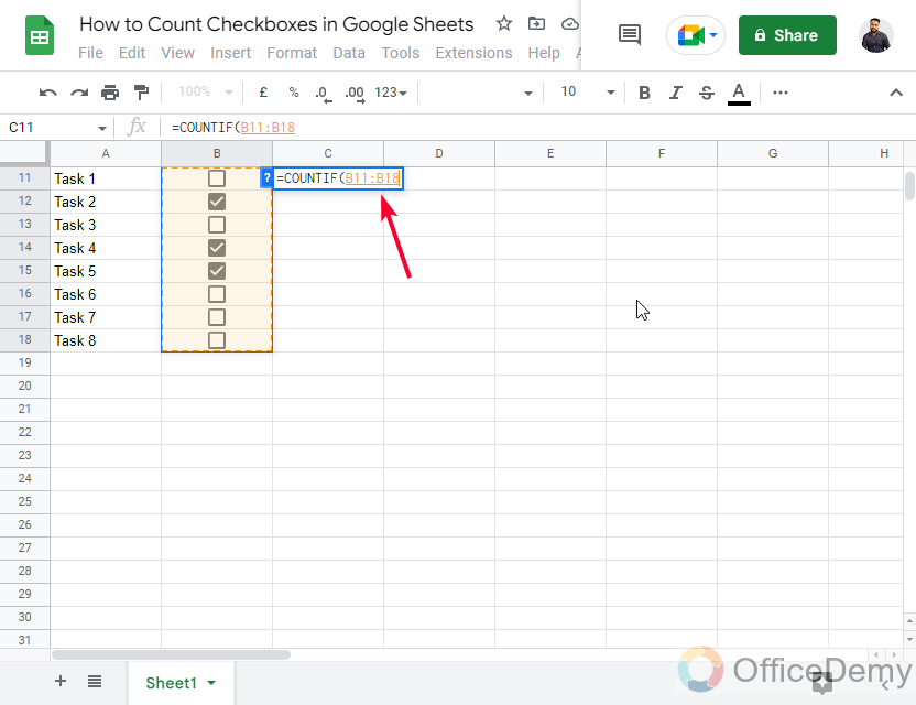 How to Count Checkboxes in Google Sheets 18