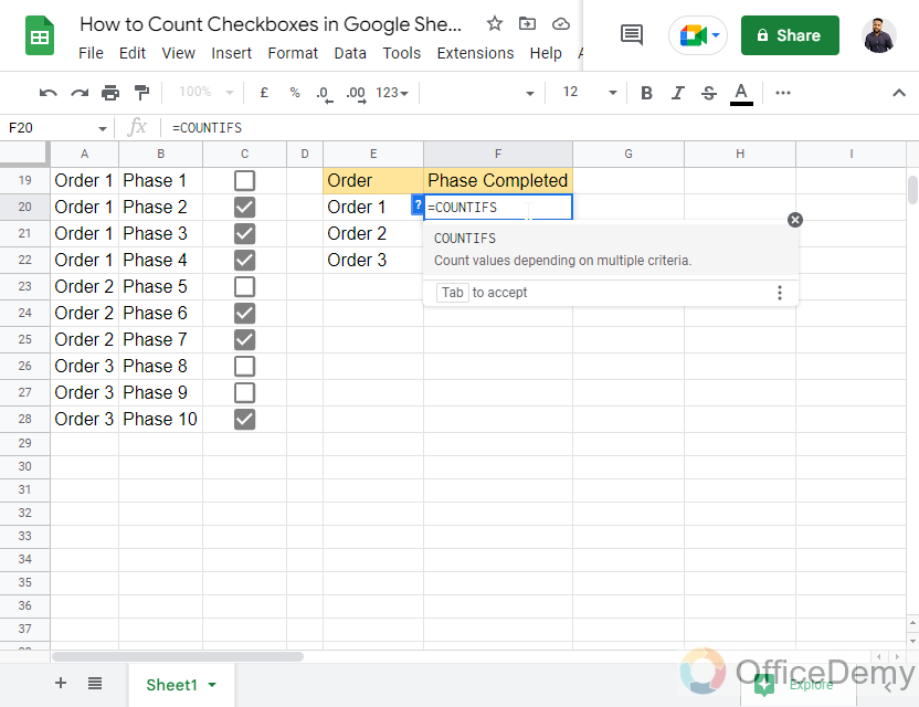 How to Count Checkboxes in Google Sheets 23
