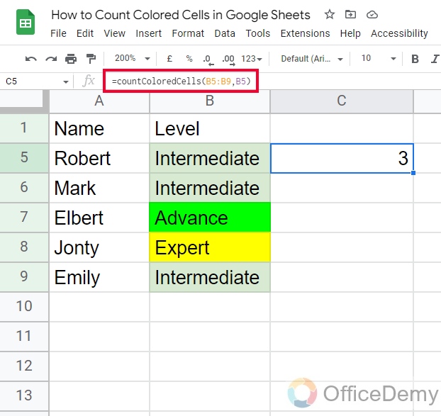 How to Count Colored Cells in Google Sheets 11